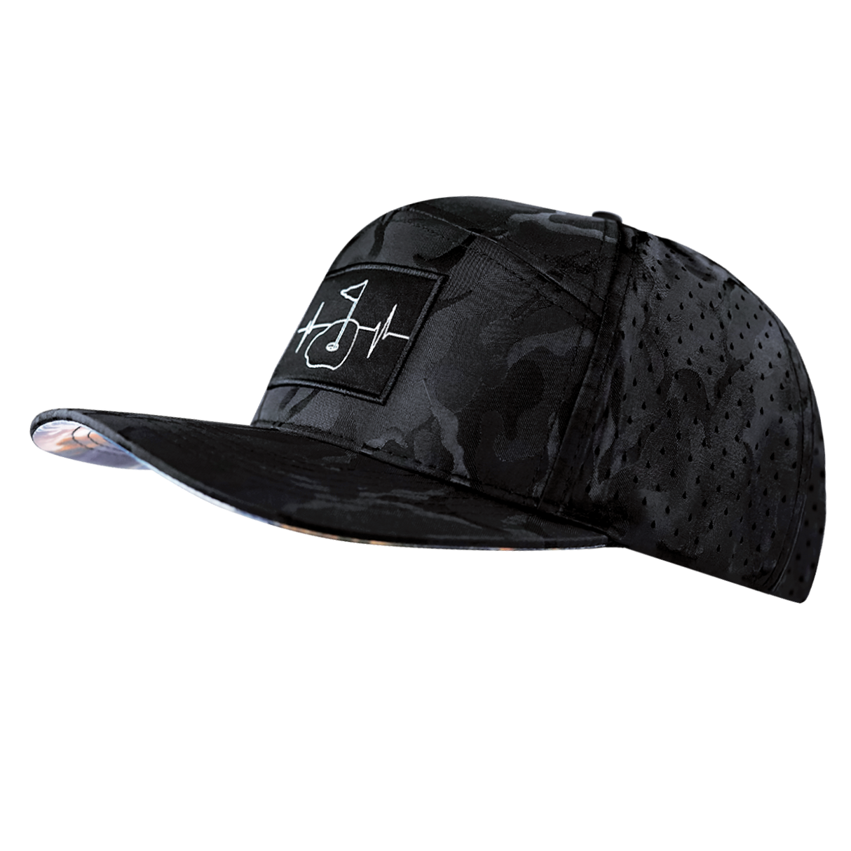 Golf - 7 Panel - Black Camo - Laser Mesh (Unisex)