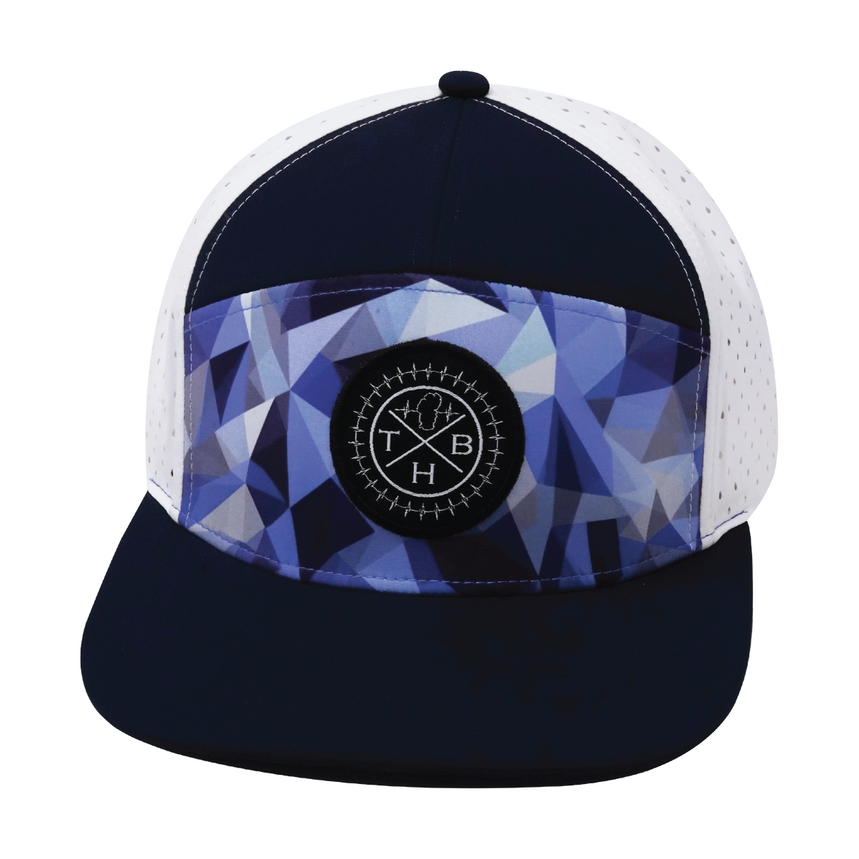 **YOUTH** THB - 7 Panel - Geo Blue - Navy / White - Laser Mesh (Unisex)