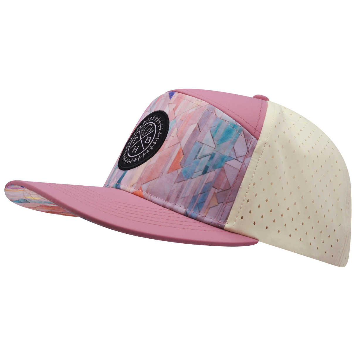 **YOUTH** THB - 7 Panel - Geo Mosaic - Pink Peach / Cream - Laser Mesh (Unisex)