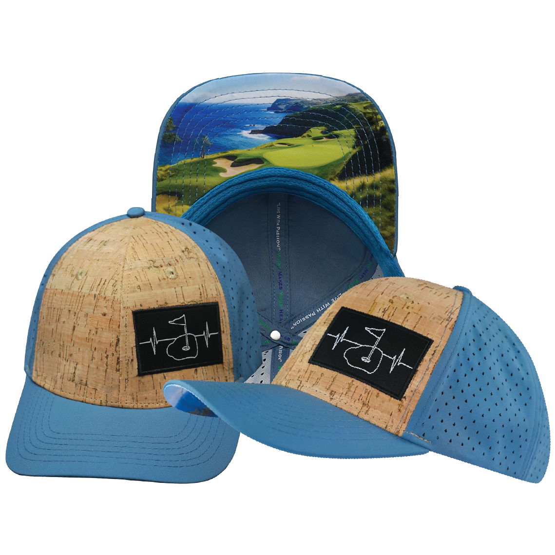 Golf - 6 Panel - Cork - Slate Blue - Laser Mesh (Unisex)
