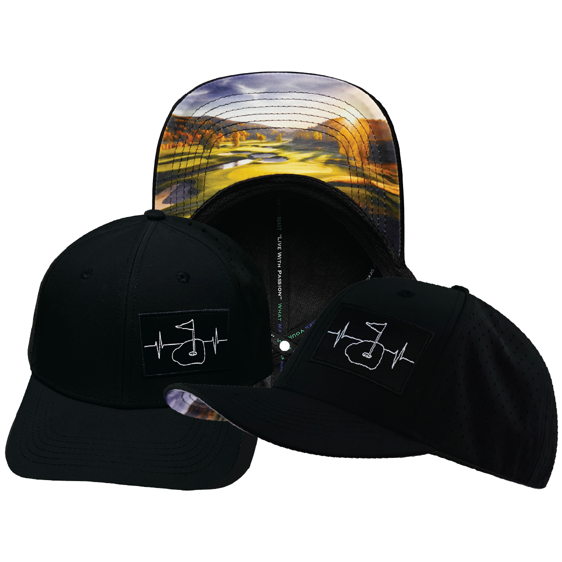 Golf - 6 Panel - Black - Laser Mesh (Unisex)