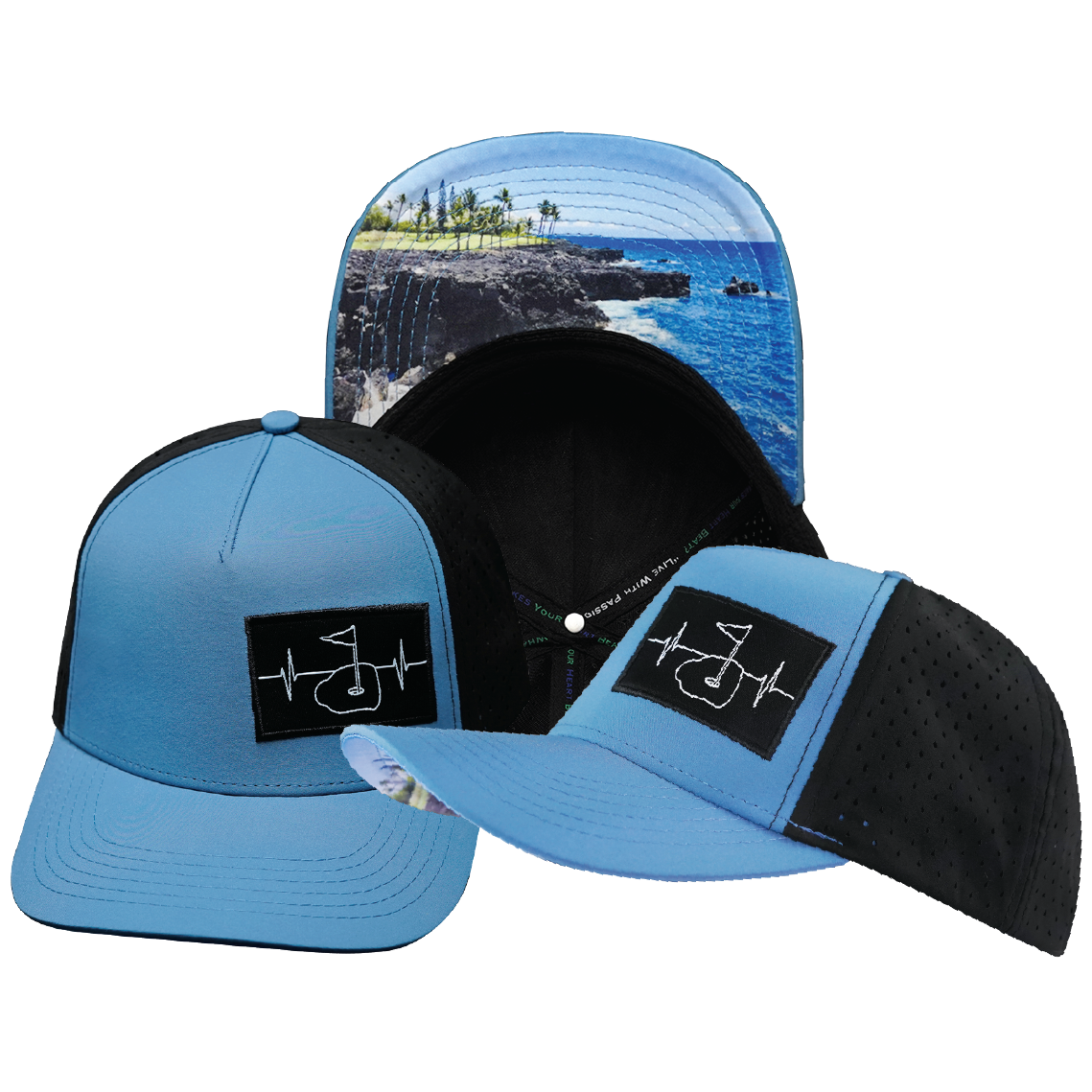 Golf - 5 Panel - Structured - Slate Blue / Black - Laser Mesh (Unisex)