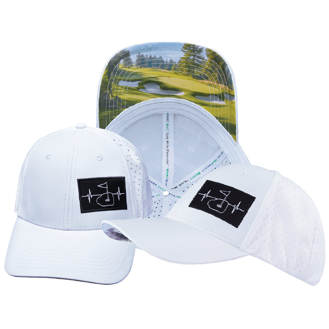 Golf - 6 Panel - Shallow Fit - Pony Tail - White - Laser Mesh (Unisex)