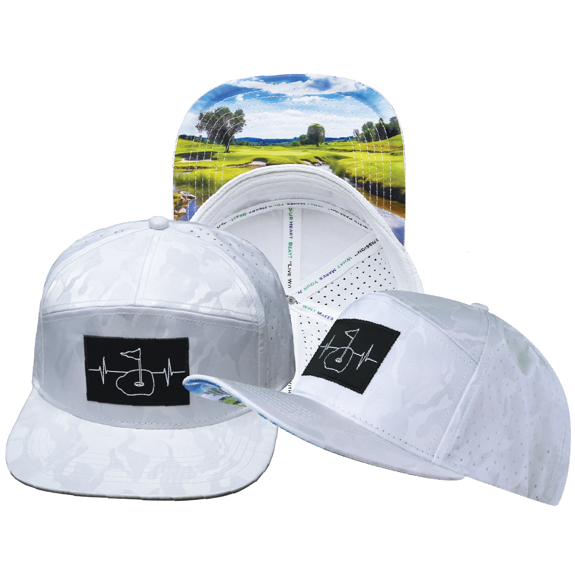 Golf - 7 Panel - White Camo - Laser Mesh (Unisex)