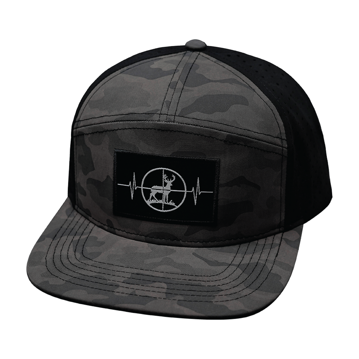 Hunting - 7 Panel - Soft Mocha Camo / Black - Laser Mesh (Unisex)