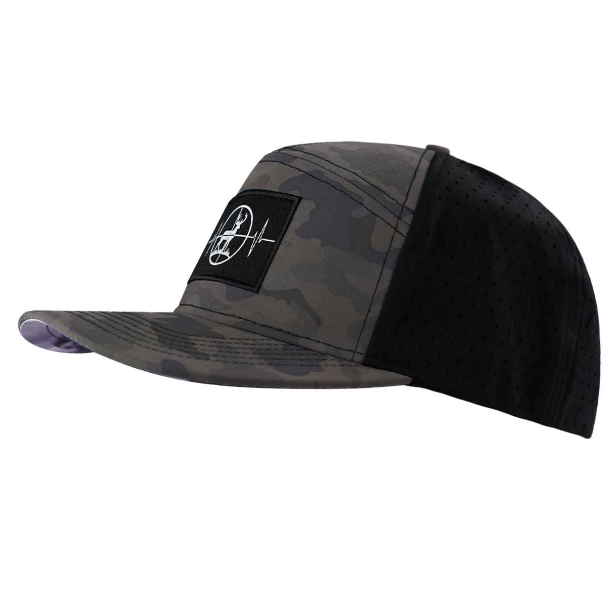 Hunting - 7 Panel - Soft Mocha Camo / Black - Laser Mesh (Unisex)