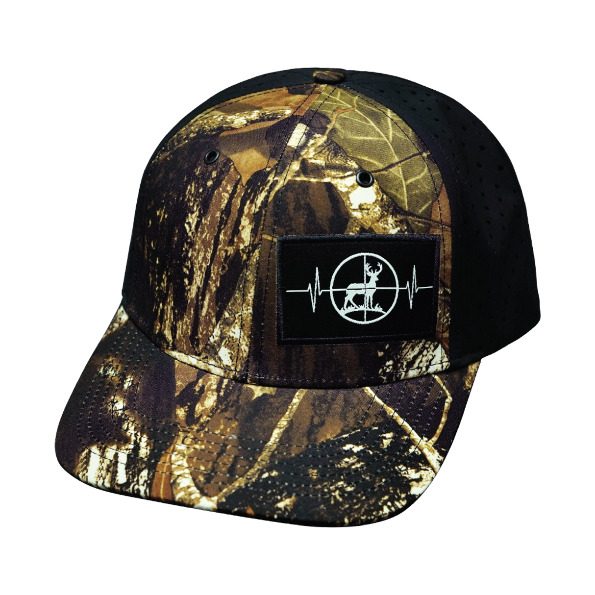 Hunting - 6 Panel - Natural Tree Camo / Black - Laser Mesh (Unisex)