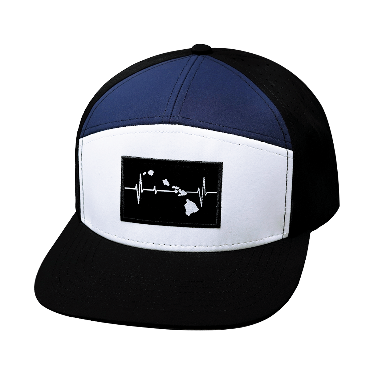 Hawaii - 7 Panel - Black / White / Navy - Laser Mesh (Unisex)