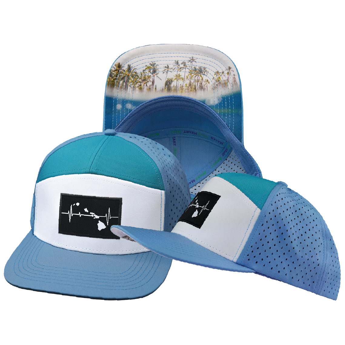 Hawaii - 7 Panel - Light Blue / White / Turquoise - Laser Mesh (Unisex)