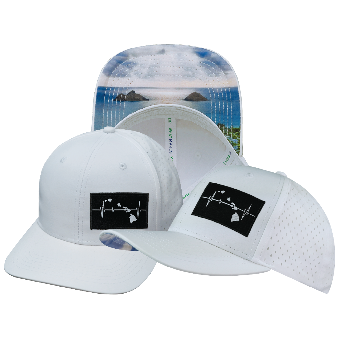 Hawaii - 6 Panel - White - Laser Mesh (Unisex)