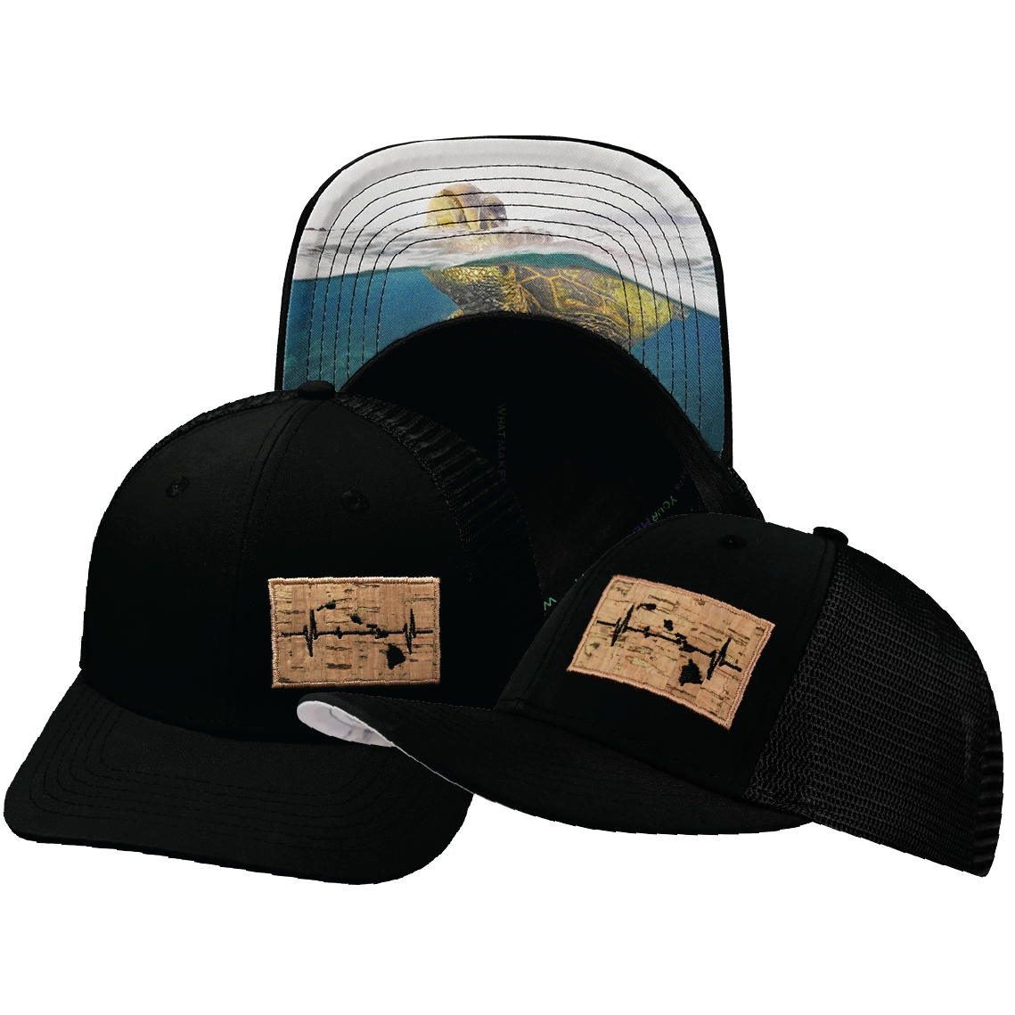 Hawaii - 6 Panel - Black - Trucker Mesh (Unisex)