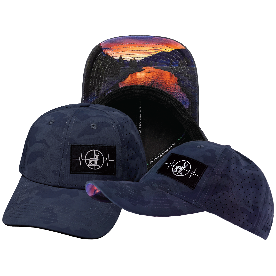 Hunting - 6 Panel - Shallow Fit - Soft Dark Camo - Laser Mesh (Unisex)
