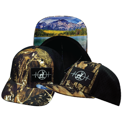 Hunting - 6 Panel - Natural Tree Camo / Black - Laser Mesh (Unisex)
