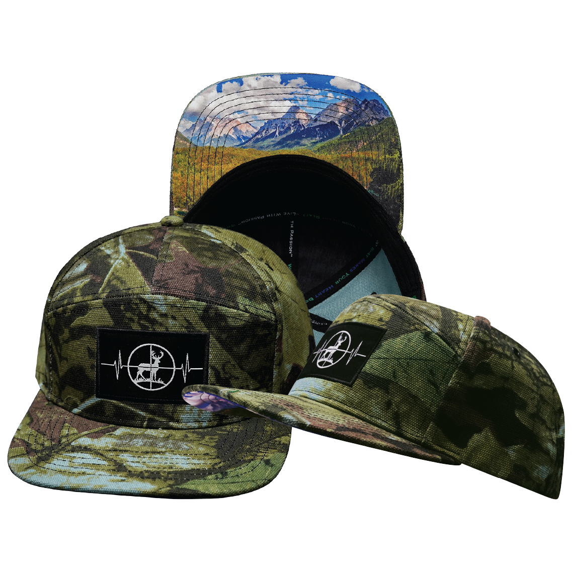 Hunting - 7 Panel - Green Tree Camo - Fabric Back (Unisex)