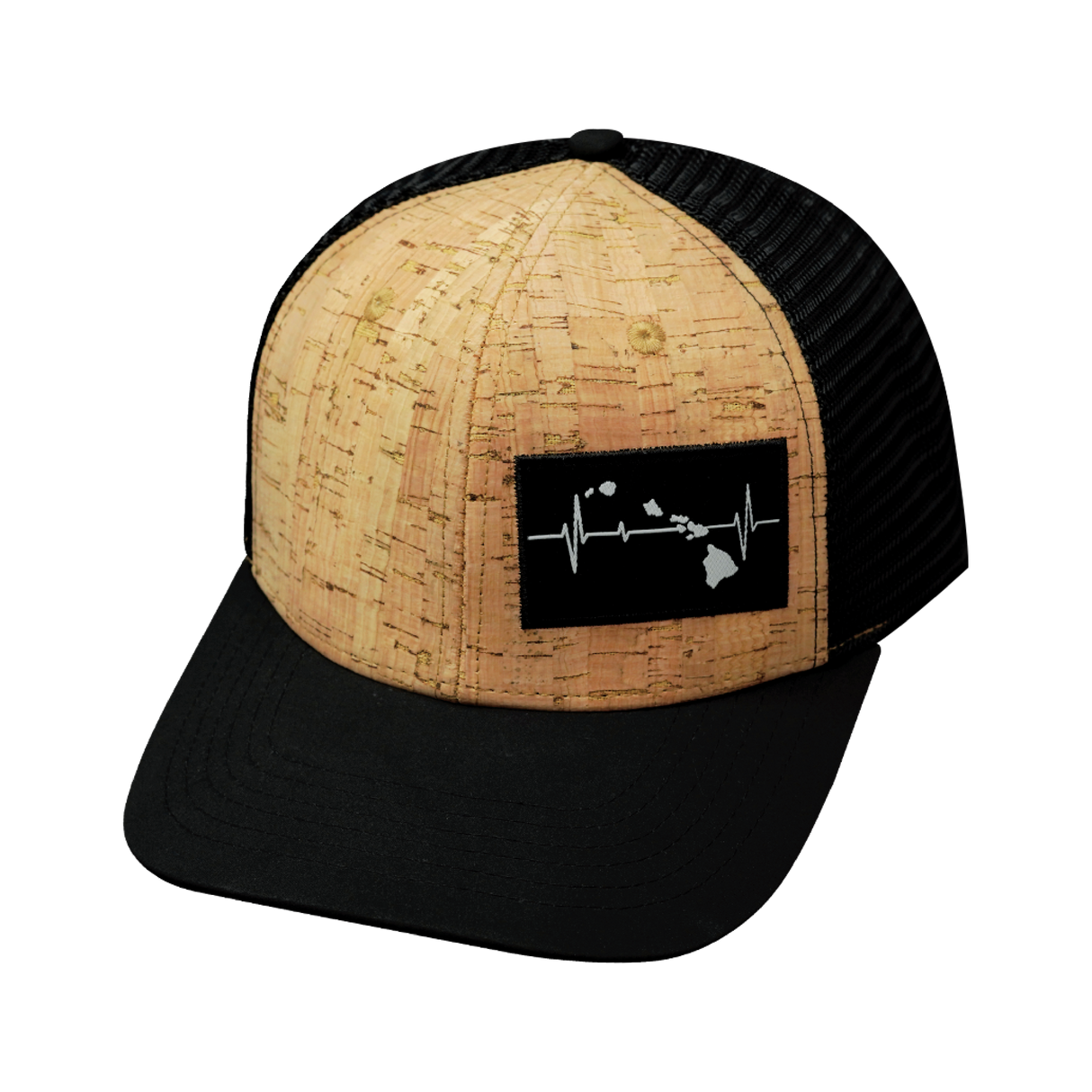 Hawaii - 6 Panel - Cork - Black - Trucker Mesh (Unisex)