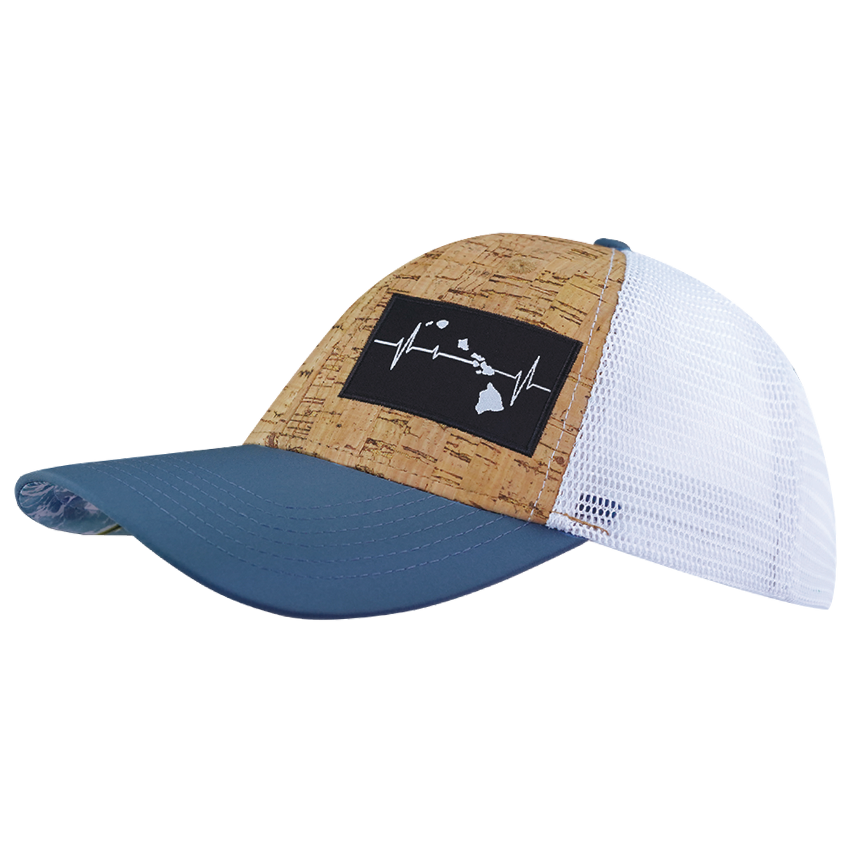 Hawaii - 6 Panel - Shallow Fit - Cork - Sea Blue / White - Trucker Mesh (Unisex)