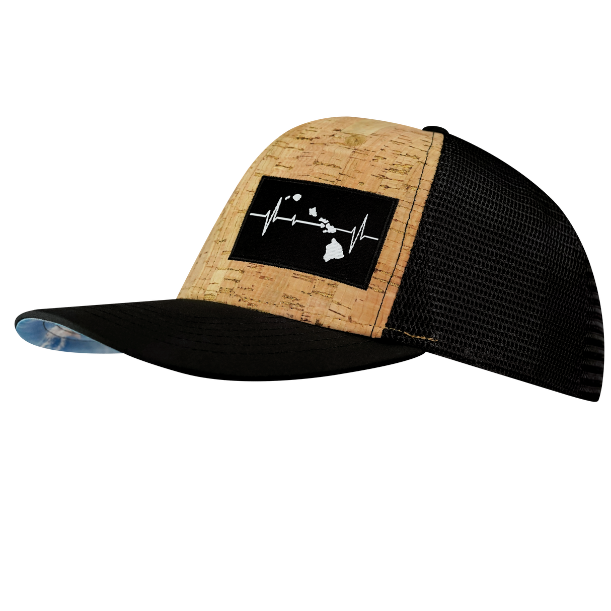 Hawaii - 6 Panel - Cork - Black - Trucker Mesh (Unisex)