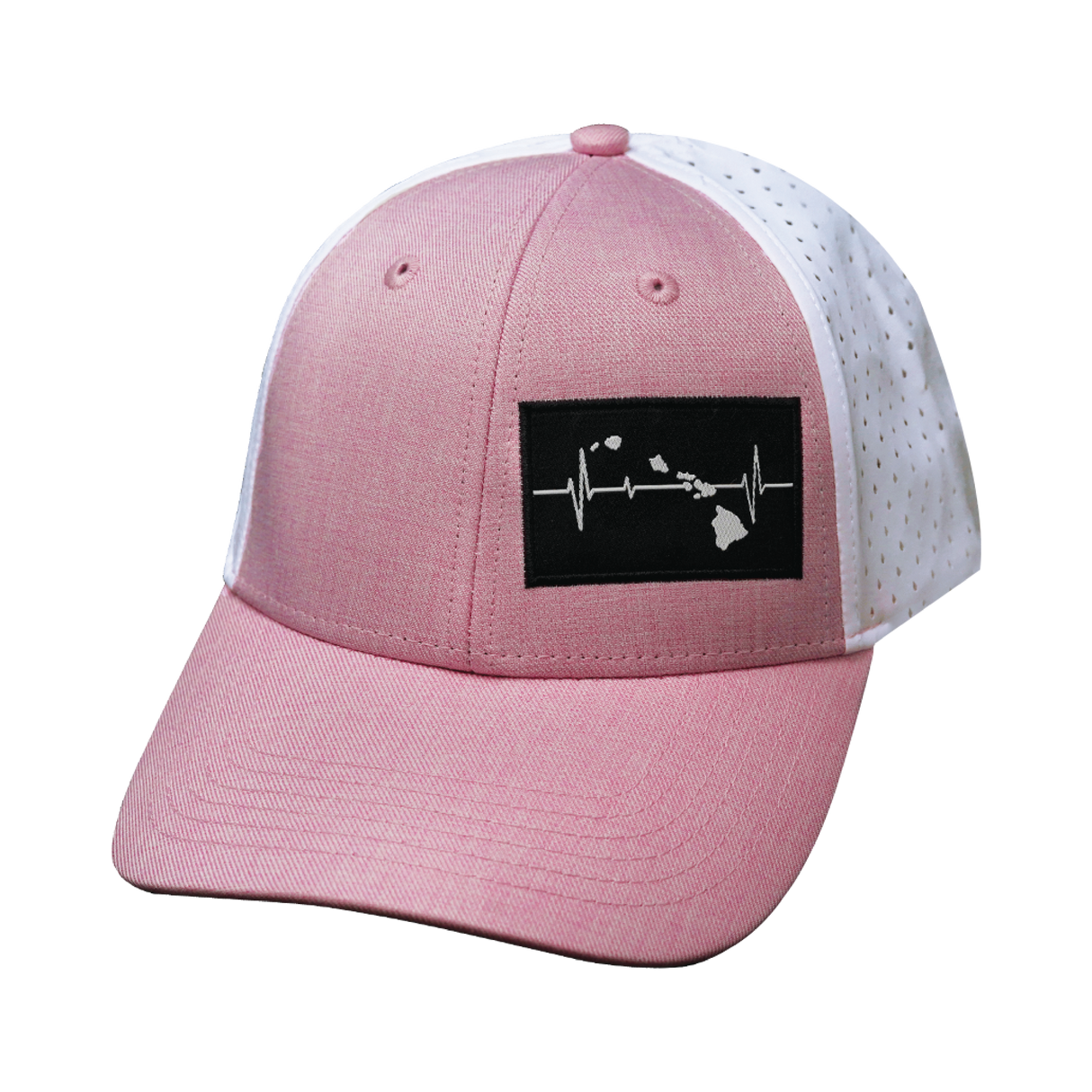 Hawaii - 6 Panel - Shallow Fit - Pony Tail - Pink / White - Laser Mesh (Unisex)