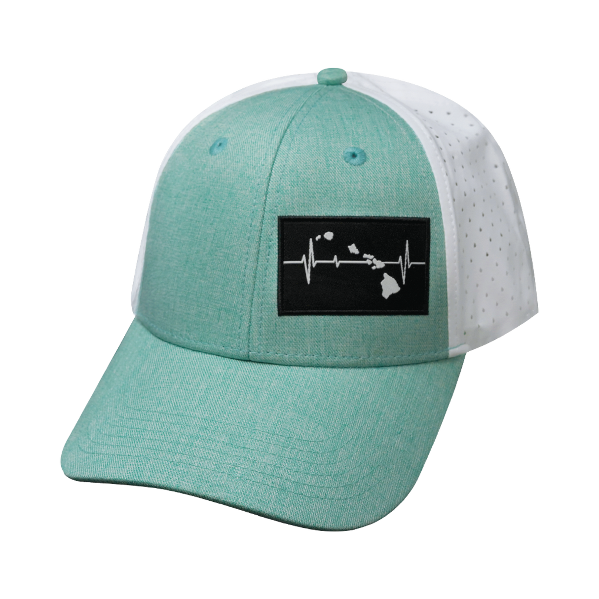 Hawaii - 6 Panel - Shallow Fit - Pony Tail - Teal / White - Laser Mesh (Unisex)