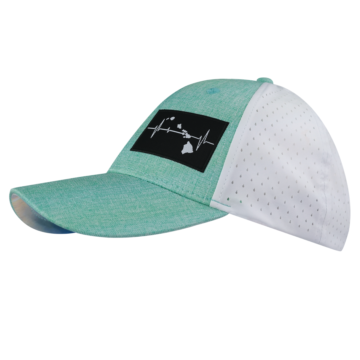 Hawaii - 6 Panel - Shallow Fit - Pony Tail - Teal / White - Laser Mesh (Unisex)