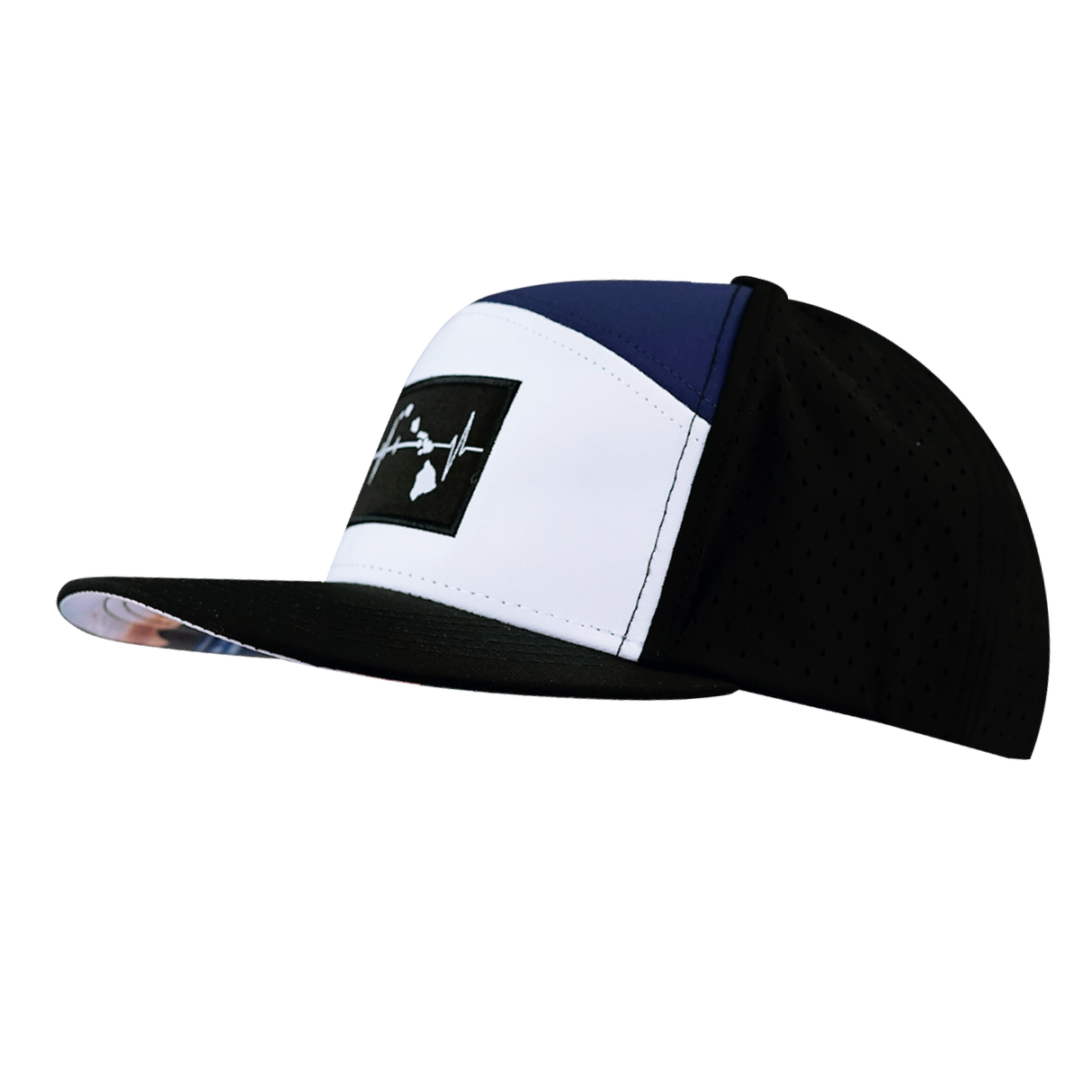 Hawaii - 7 Panel - Black / White / Navy - Laser Mesh (Unisex)