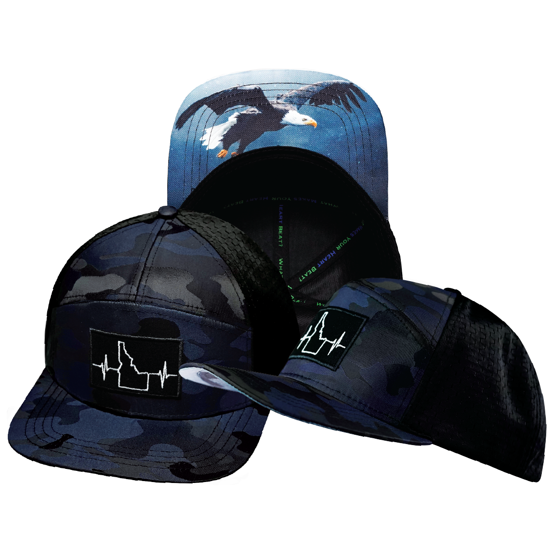 Idaho - 7 Panel - Navy Camo / Black - Laser Mesh (Unisex)