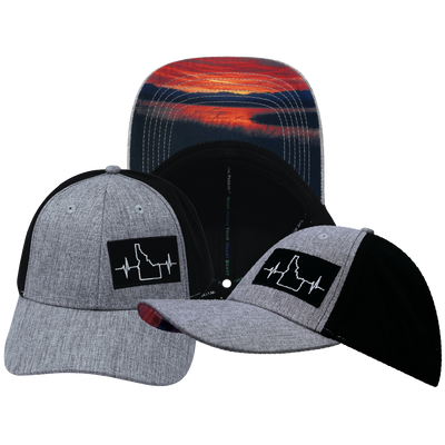Idaho - 6 Panel - Shallow Fit - Pony Tail - Heather Gray / Black - Laser Mesh (Unisex)
