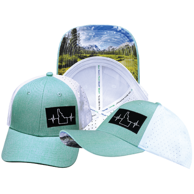 Idaho - 6 Panel - Shallow Fit - Pony Tail - Teal / White - Laser Mesh (Unisex)