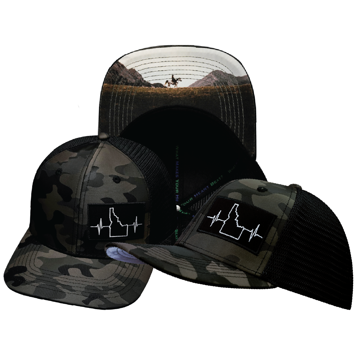 Idaho - 6 Panel - Tan Camo / Black - Laser Mesh (Unisex)