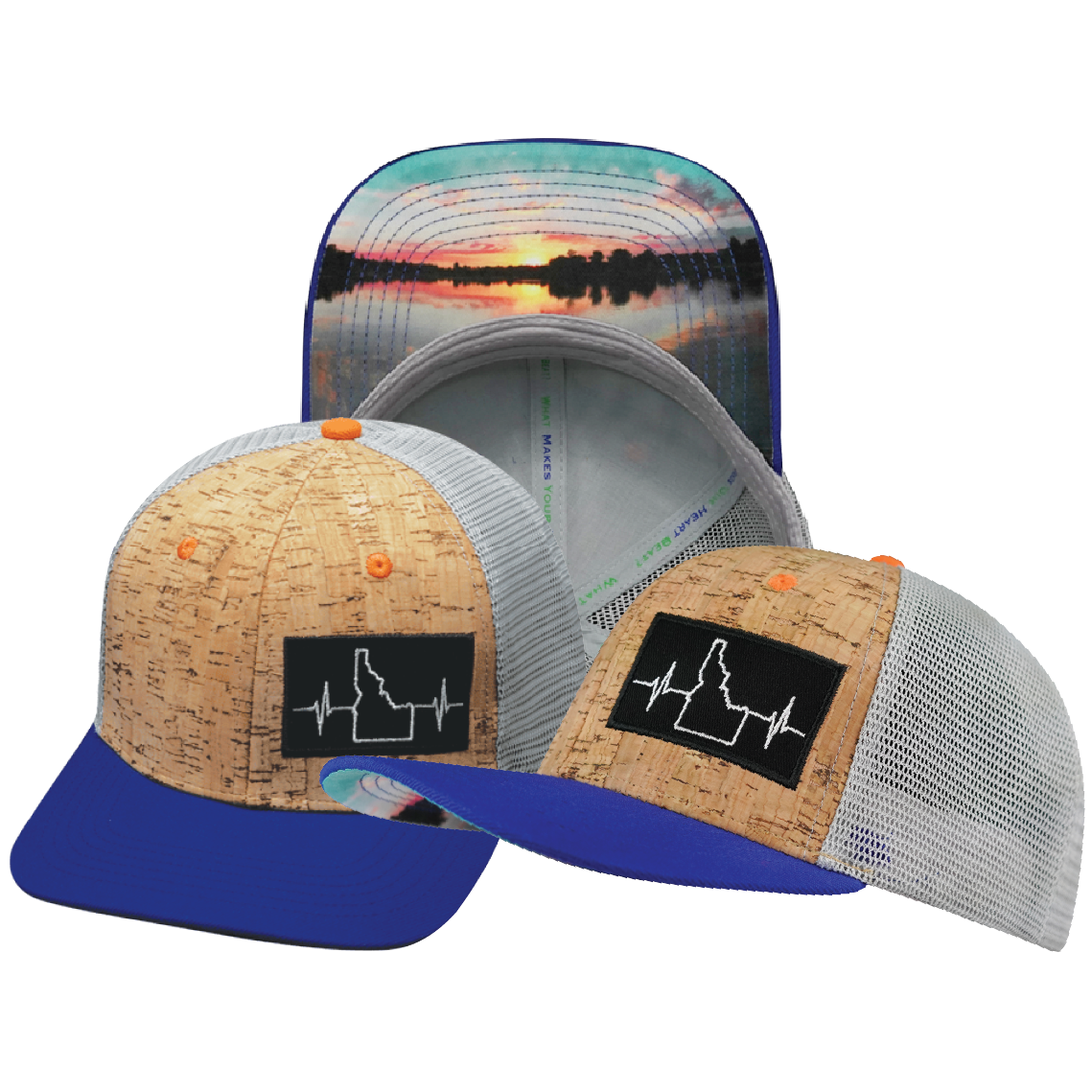 Idaho - 6 Panel - Cork - Royal Blue / Gray - Trucker Mesh (Unisex)