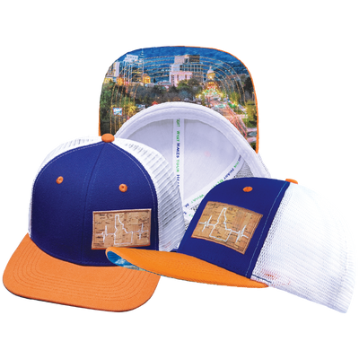 Idaho - 6 Panel - Royal Blue / Orange / White - Trucker Mesh (Unisex)