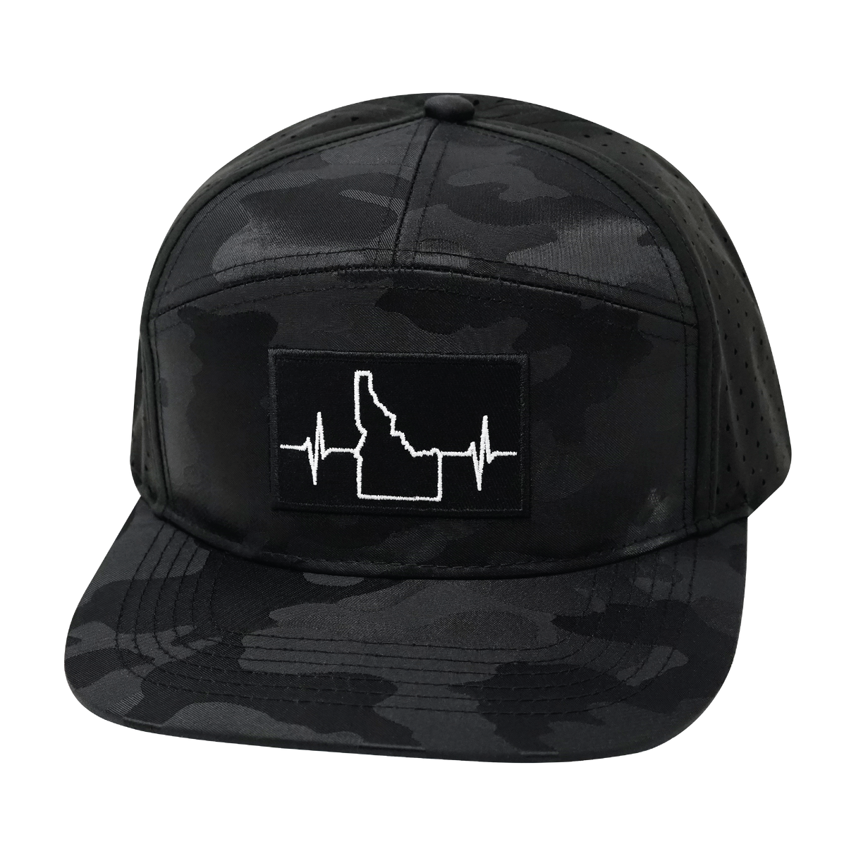 Idaho - 7 Panel - Black Camo / Black - Laser Mesh (Unisex)