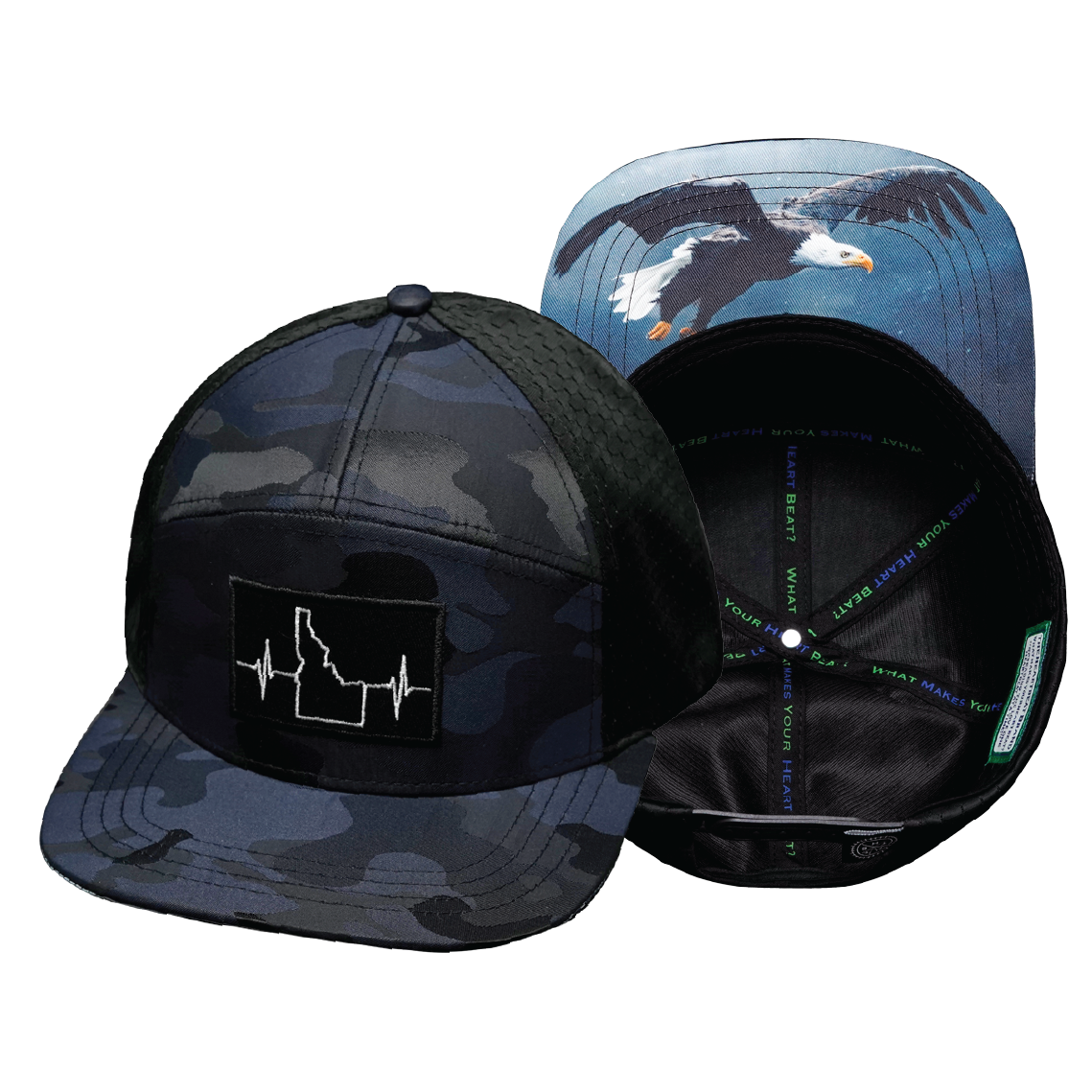 Idaho - 7 Panel - Navy Camo / Black - Laser Mesh (Unisex)