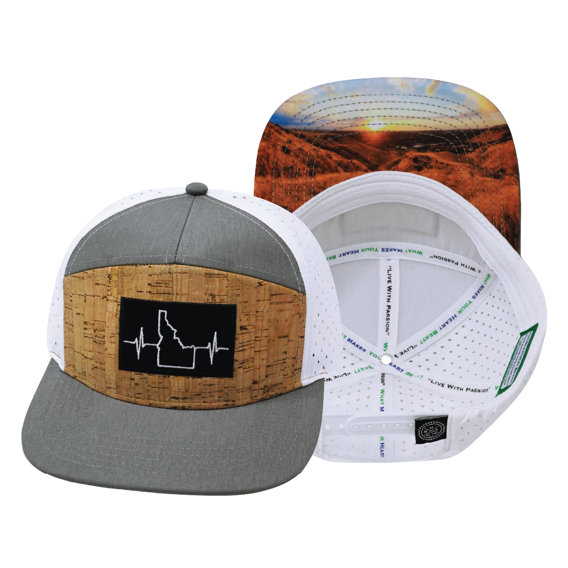 Idaho - 7 Panel - Cork - Gray / White - Laser Mesh (Unisex)