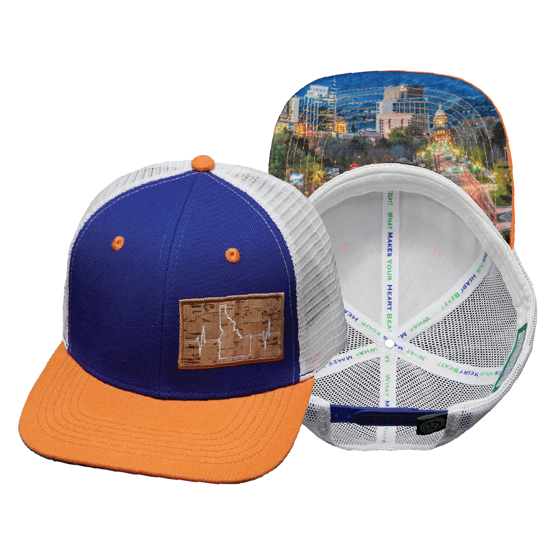 Idaho - 6 Panel - Royal Blue / Orange / White - Trucker Mesh (Unisex)