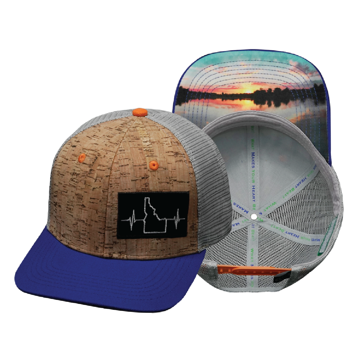 Idaho - 6 Panel - Cork - Royal Blue / Gray - Trucker Mesh (Unisex)