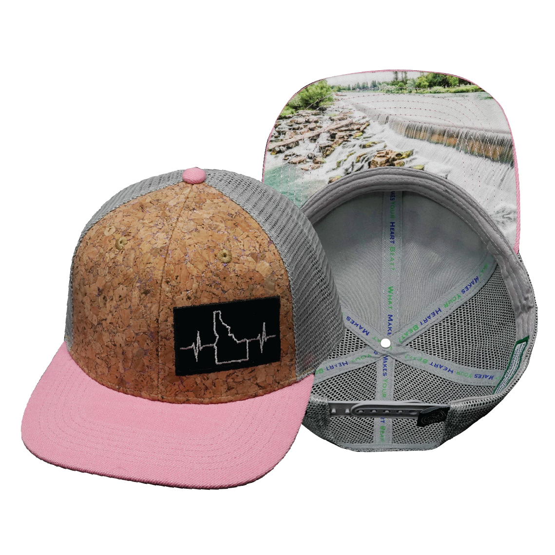 Idaho - 6 Panel - Cork - Pink / Gray - Trucker Mesh (Unisex)
