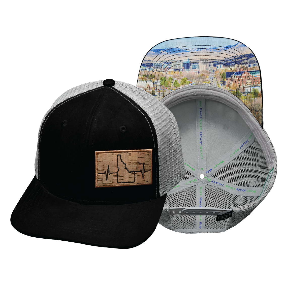 Idaho - 6 Panel - Suede - Black / Gray - Trucker Mesh (Unisex)