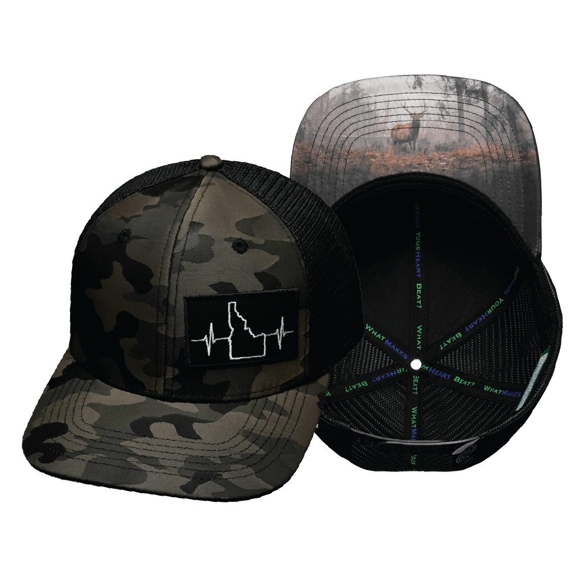 Idaho - 6 Panel - Tan Camo / Black - Laser Mesh (Unisex)