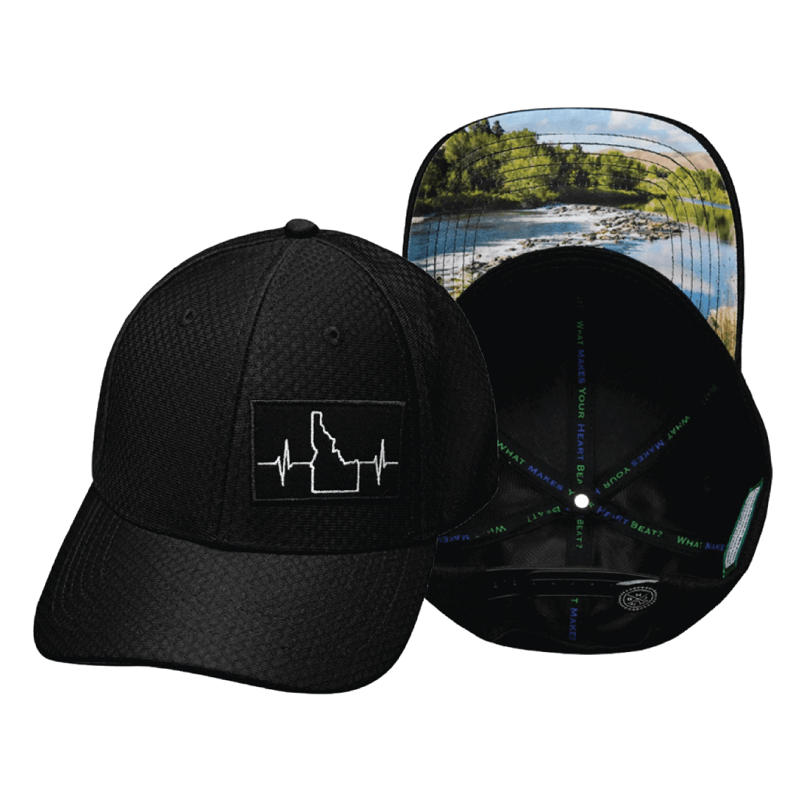 Idaho - 6 Panel - AirMesh - Athletic Fit - Black - Fabric Back (Unisex)
