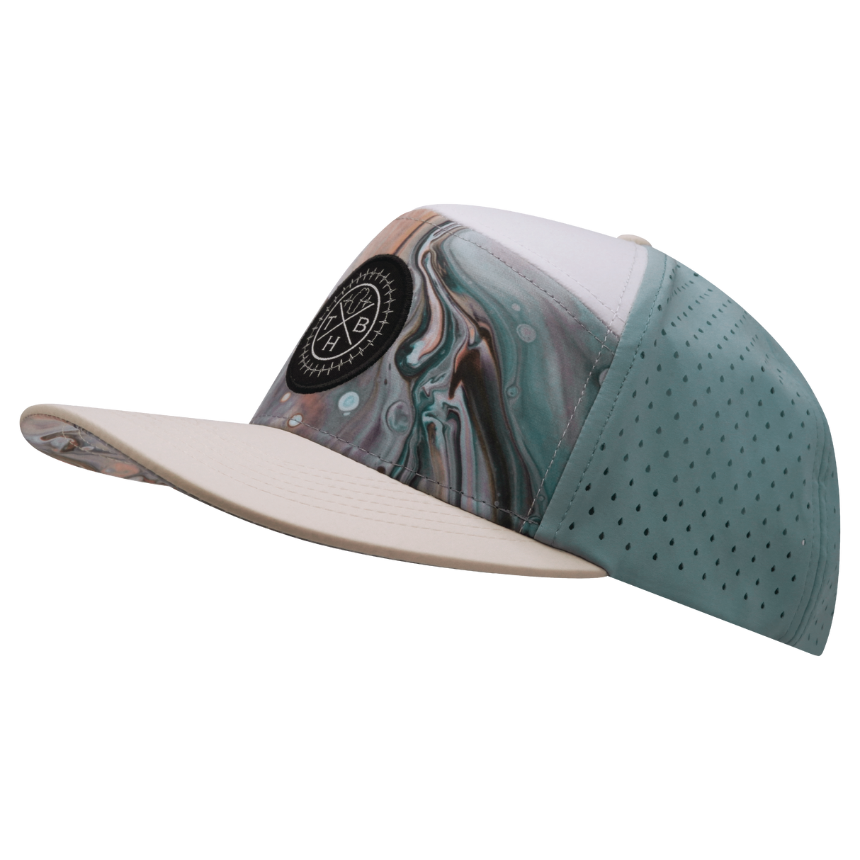 **YOUTH** THB  - 7 Panel - Marble Earth - Cream / White / Light Blue - Laser Mesh (Unisex)