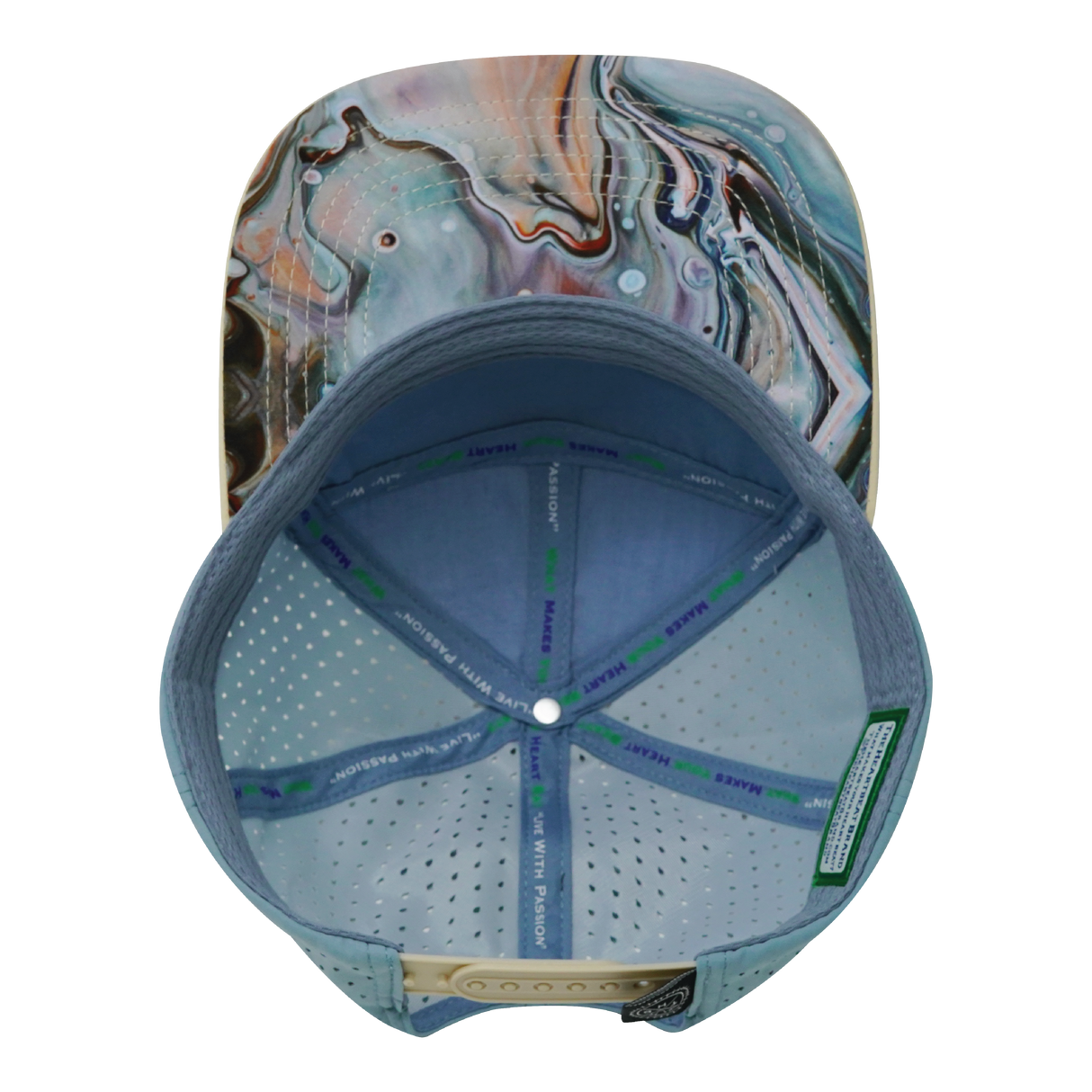 **YOUTH** THB  - 7 Panel - Marble Earth - Cream / White / Light Blue - Laser Mesh (Unisex)