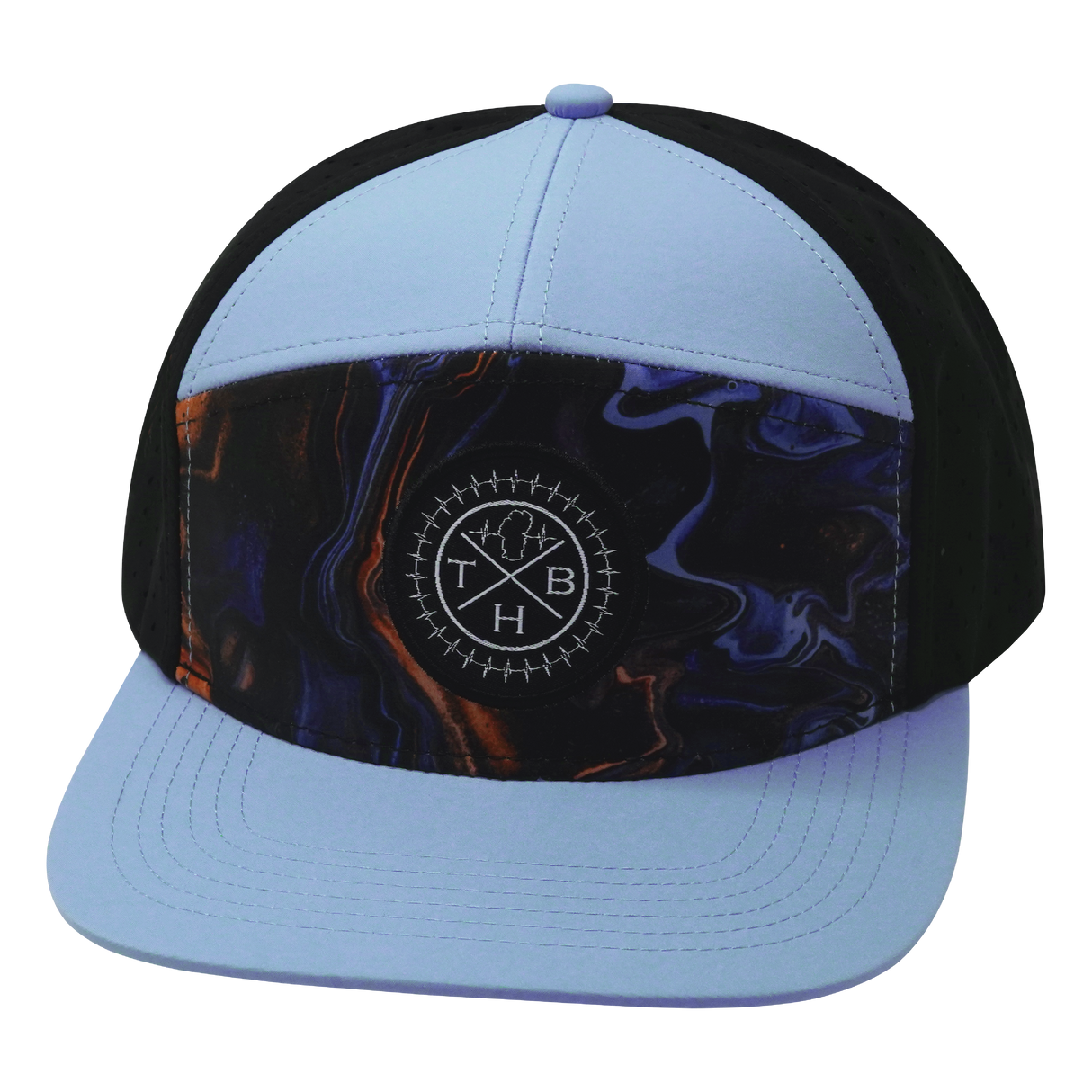 **YOUTH** THB - 7 Panel - Midnight Mirage - Baby Blue / Black - Laser Mesh (Unisex)