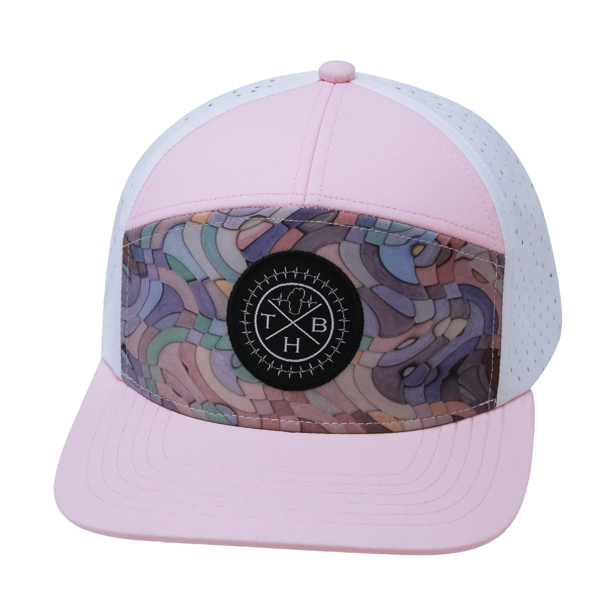 THB - 7 Panel - Mosaic Curves - Light Pink / White - Laser Mesh (Unisex)