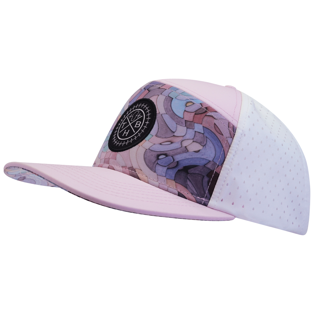**YOUTH** THB - 7 Panel - Mosaic Curves - Light Pink / White - Laser Mesh (Unisex)
