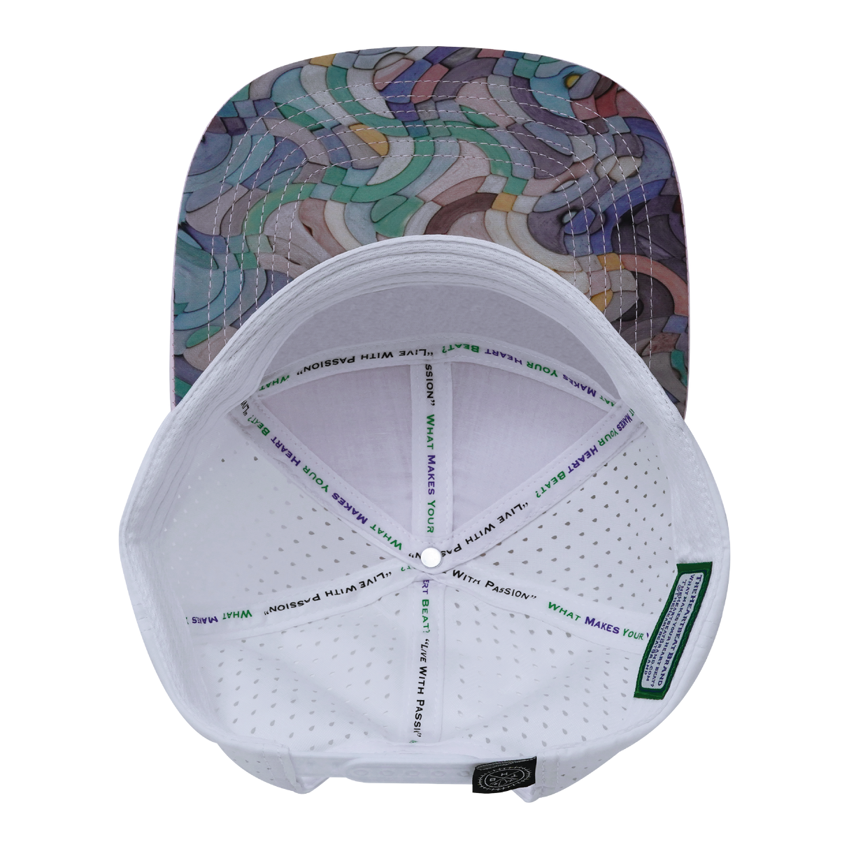 **YOUTH** THB - 7 Panel - Mosaic Curves - Light Pink / White - Laser Mesh (Unisex)