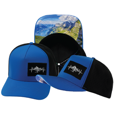 Mountains - 5 Panel - Structured - Royal Blue / Black - Laser Mesh (Unisex)