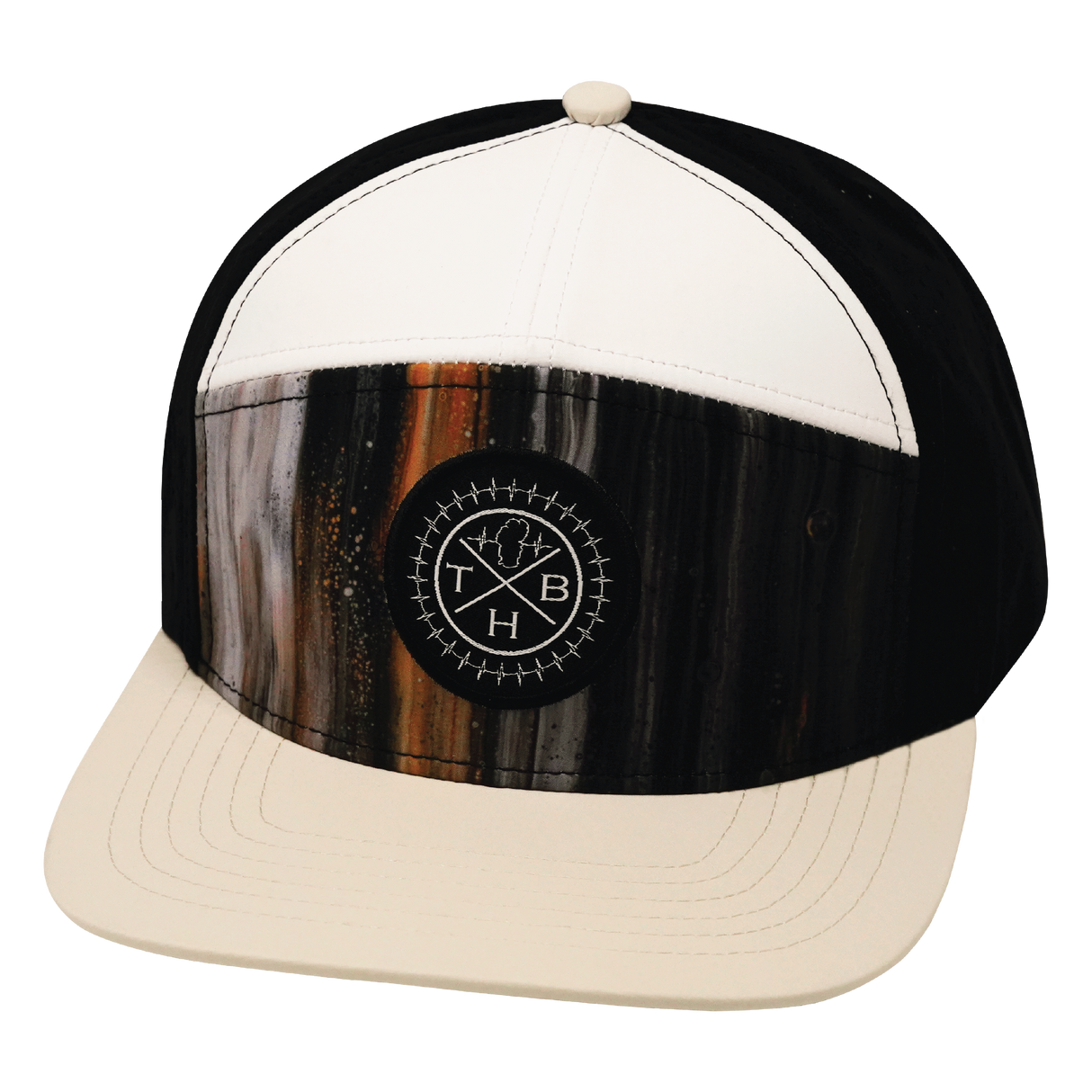 THB - 7 Panel - Mystic Tree - Cream / White / Black - Laser Mesh (Unisex)