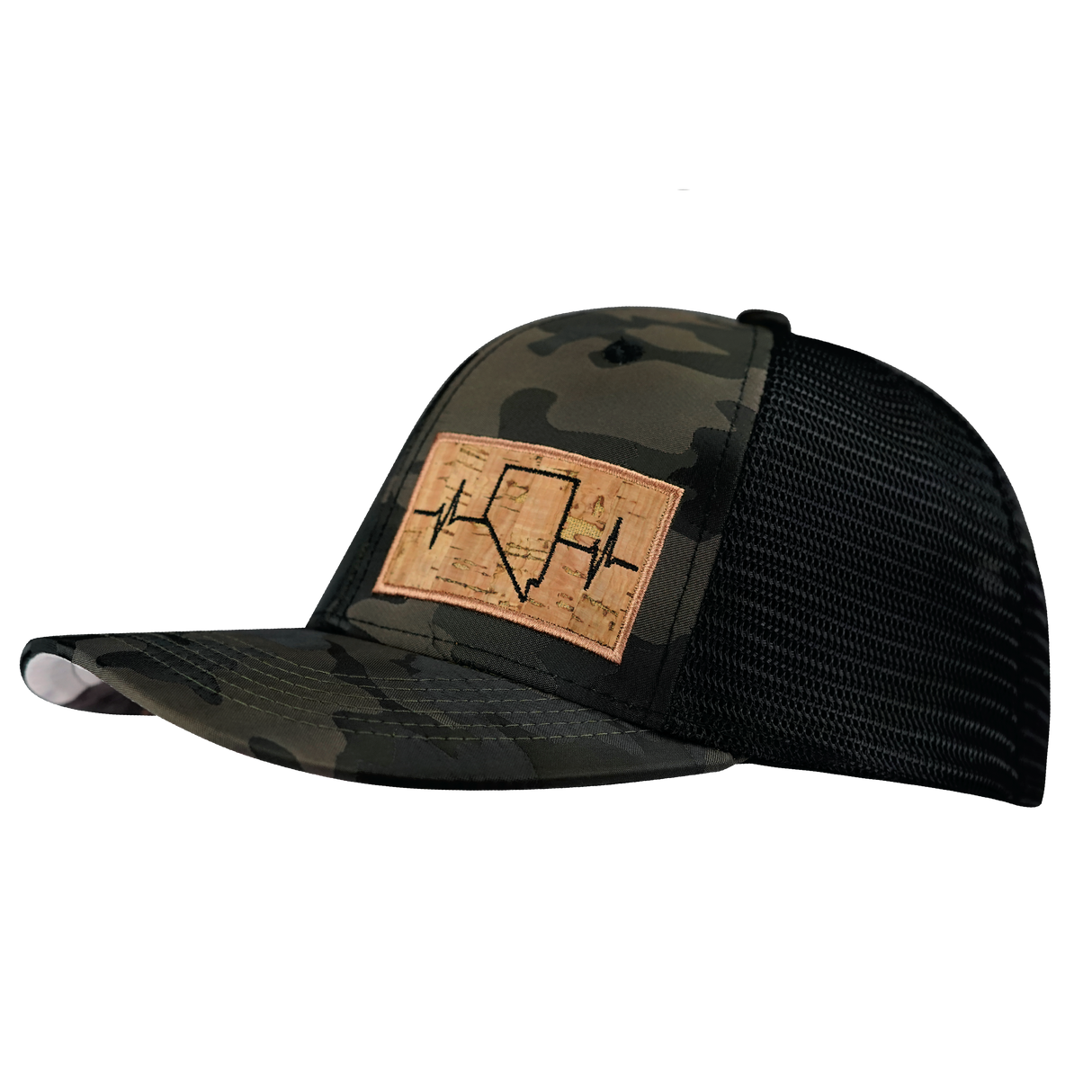 Nevada - 6 Panel - Tan Camo / Black - Trucker Mesh (Unisex)