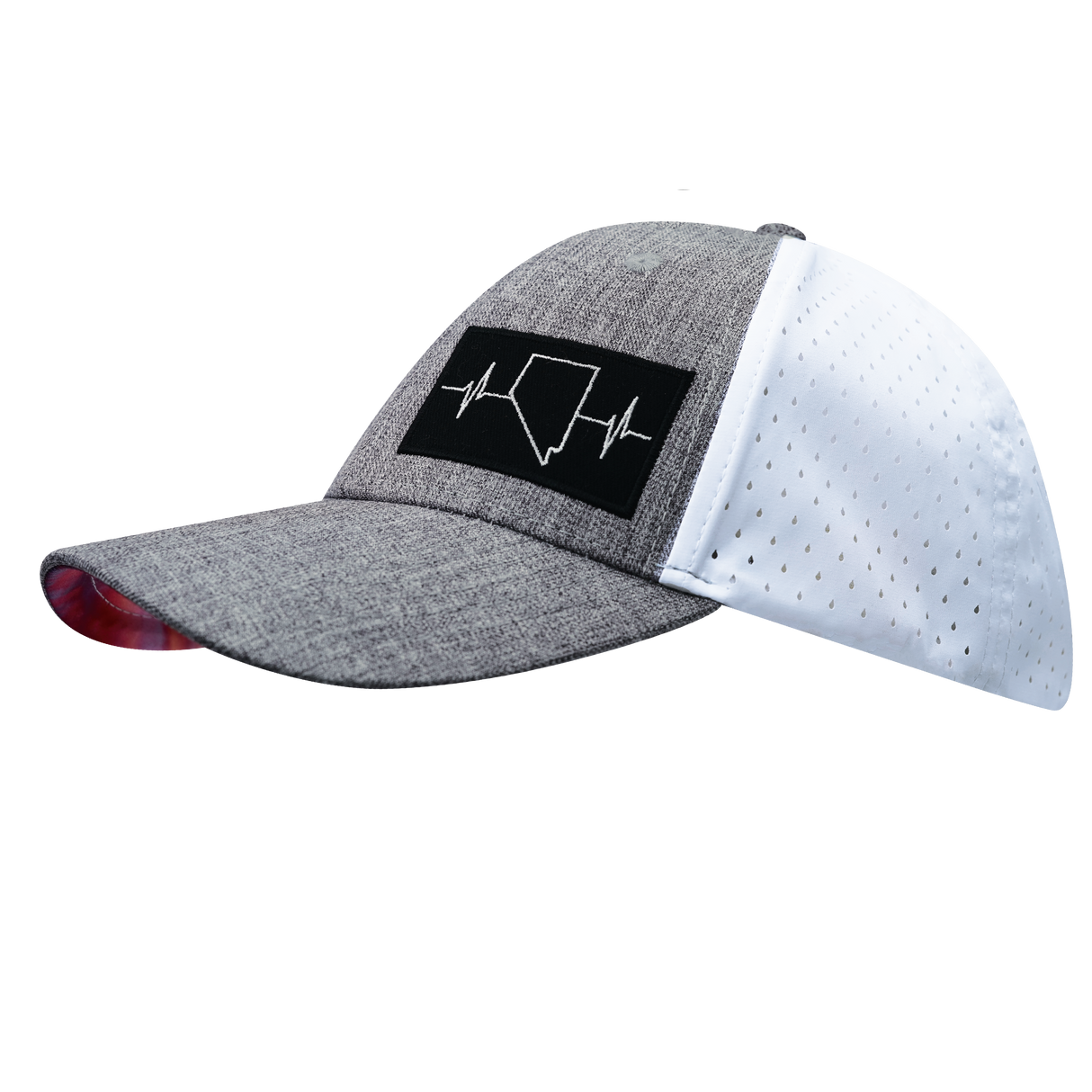 Nevada - 6 Panel - Shallow Fit - Pony Tail - Heather Gray / White - Laser Mesh (Unisex)